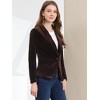 INSPIRE CHIC Women's Office Solid Shawl Collar Jetted Pockets One Button Velvet Blazer - 4 of 4
