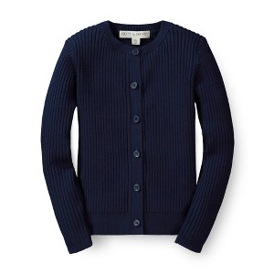 Hope & Henry Girls' Rib Knit Cardigan (Navy, 3-6 Months) - 1 of 4