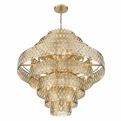 Heirloom Brass and Crystal 25-Light Chandelier Pendant