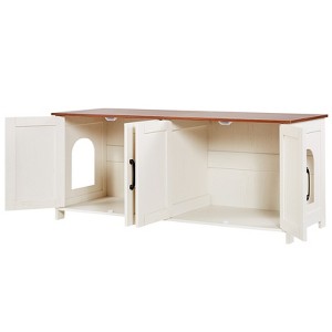 VEVOR Cat Litter Box Enclosure for Multi Cats, 47.2 in Hidden Litter Box Cabinet with 4 Doors & 2 Entries, Indoor Cat Washroom, Brown & White - 1 of 4