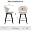 Zeus & Ruta Set of 2 Wingback 25" Swivel Bar Stools with Chenille Upholstery, Wood Legs  and Adjustable Height - 4 of 4