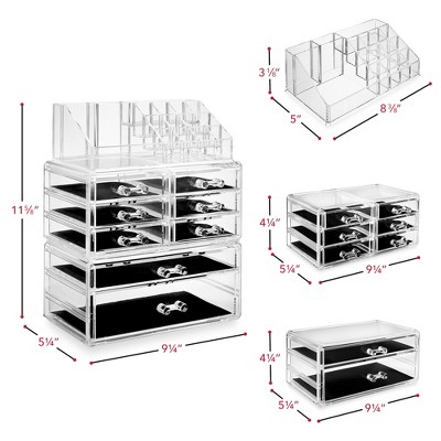 Clear Acrylic 16 Compartment Makeup and Jewelry Organizer