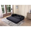 Dexmalle Black Corduroy Convertible Sleeper Sofa Bed with Cylindrical Pillow - 2 of 4