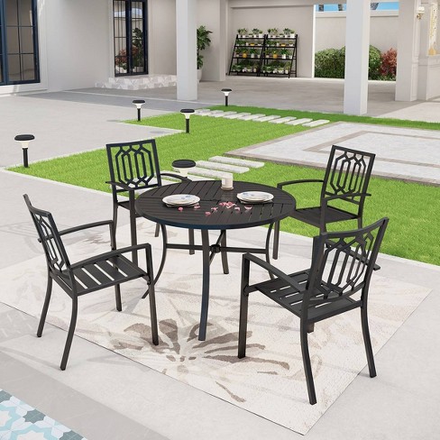 Black aluminum patio discount table