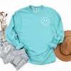 Simply Sage Market Women's Embroidered Smiley Face Outline Long Sleeve Garment Dyed Tee - 3 of 3