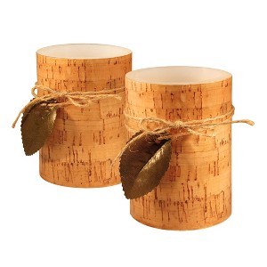 LumaBase Battery-Operated Wax LED Candles, Cork with Leaf - Set of 2 - 1 of 4