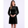 Allegra K Women's Velvet Smocked Waistline Long Sleeve Wedding Guest Dress - 4 of 4