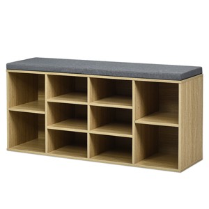 Costway Entryway Padded Shoe Storage Bench 10-Cube Organizer Bench Adjustable - 1 of 4
