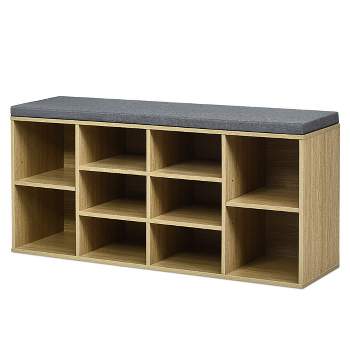 Tangkula Entryway Padded Shoe Storage Bench 10-Cube Organizer Bench Adjustable