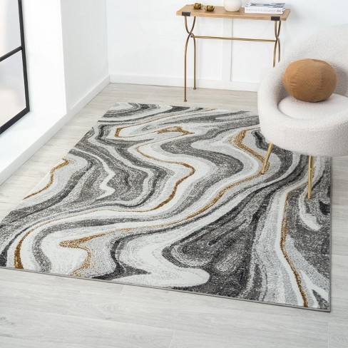 Luxe Weavers Marble Patterned Abstract Swirl Gray 9x12 Area Rug