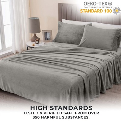 Gray Full Size Ultra Soft Velvet Plush Sheet Set
