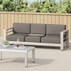 3-Seater Modern Aluminum Outdoor Patio Sofa with Convertible Tray and Khaki Cushions for Backyard-The Pop Home - 3 of 4