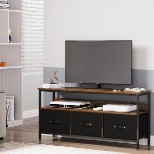 Homhougo 47.2” W Dresser, TV Stand for Bedroom,Media Console Table,3Drawers Entertainment Center with Open Shelf Brown - 1 of 4
