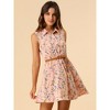 INSPIRE CHIC Women's Floral Sleeveless Half Placket Mini Belted Summer Dress - 2 of 4