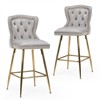 RISOKEYS Bar Stools Set of 2 - Velvet Counter Height Bar Chair with Metal Legs, Button Tufted and Nailhead Trim for Kitchen Island - 4 of 4