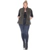 Plus Size Zip up High Pile Fleece vest -White Mark - 4 of 4