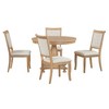 5-Piece Retro Dining Set, Round Table with Pedestal Table Base and 4 Upholstered Chairs for Dining Room and Kitchen - image 3 of 4