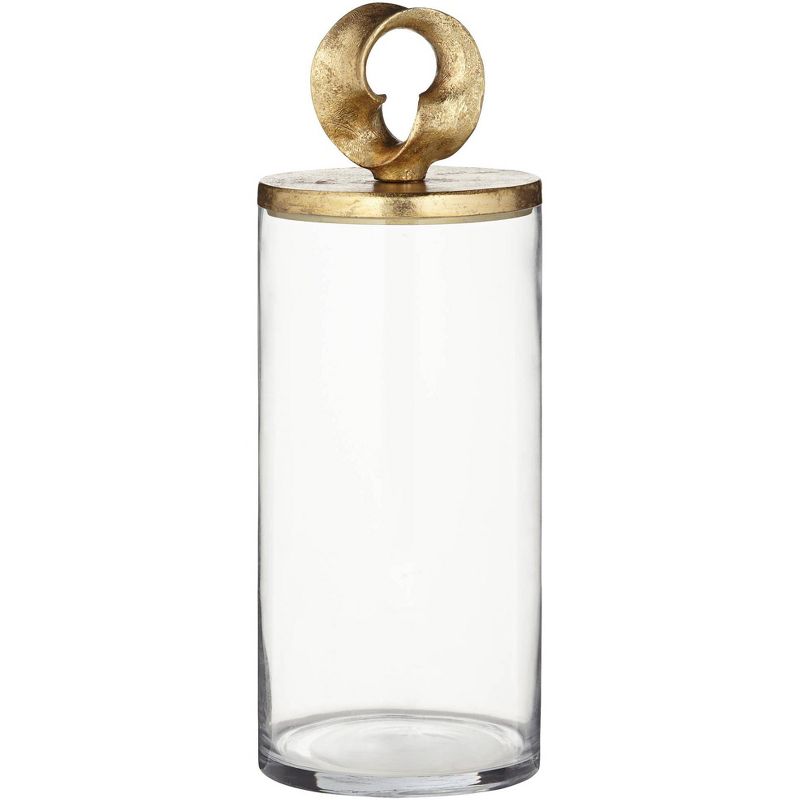 Studio 55D Fleur 16" High Shiny Gold and Clear Glass Jar with Lid, 3 of 6