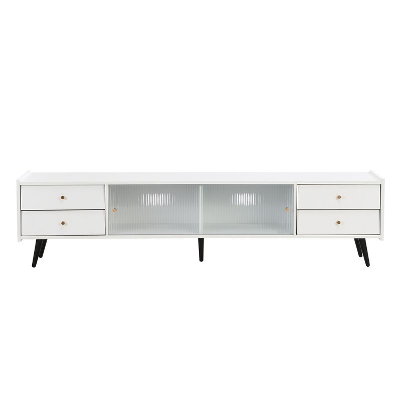 Chic and Elegant TV Stand with Sliding Fluted Glass Door and Gold Metal Handle for TVs up to 70" - ModernLuxe, 5 of 12