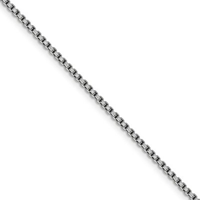 Black Bow Jewelry 1.75mm 14k White Gold Hollow Round Box Chain Necklace