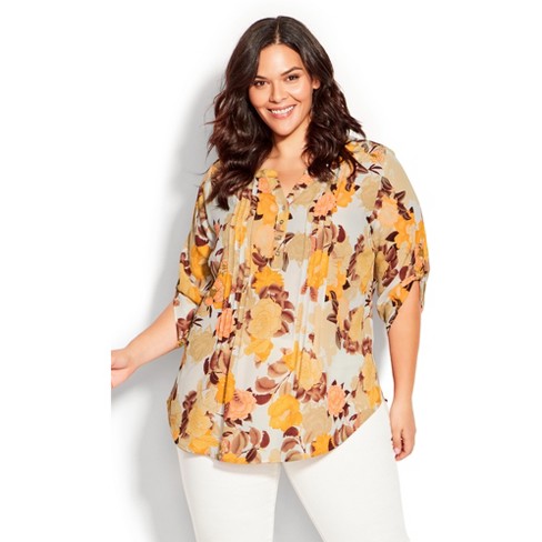 Evans  Women's Plus Size Popover Blouse - Neutral - 30w : Target