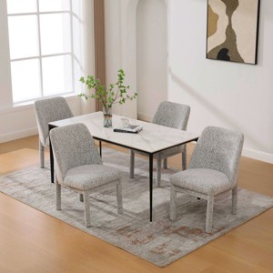 Modern Dining Chairs Set of 4,Chenille Upholstered Armless Chair with High Curved Back and Rubberwood Legs for Dining Room or Kitchen-Koiai - 1 of 4