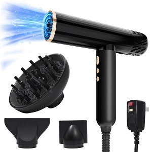 NICEBAY Hair Dryer, Black Blow Dryer, 110000RPM High Speed Hair Dryer, Hair Dryers for Women, Professional Hair Blow Dryer, Hair Dryer with Diffuser - 1 of 4