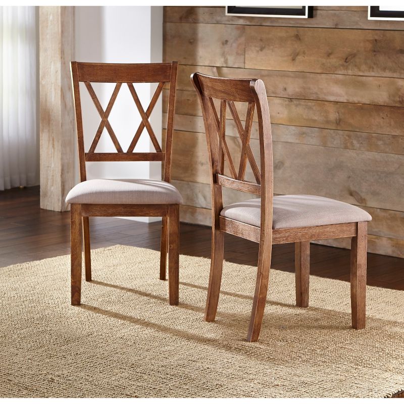 Set of 2 Roma Cross Back Dining Chairs Driftwood - Buylateral, 3 of 8