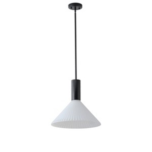 Dewdrop Mid Century Modern Pendant Light Matte  Iron Aluminum Acidwashed Glass 1 Light ETL - 1 of 4