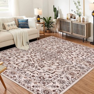 COZONY Machine Washable Area Rug - Ultra-Thin Large Floral Print, Stain Resistant Non Slip Carpet for Living Room, Dining Room, Home Office - 1 of 4