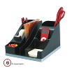 deflecto Silhouettes All-In-One Caddy, 6 Compartments, Plastic, 8.13 x 9.13 x 5.19, Black/Silver - 2 of 4