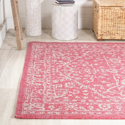 Fuchsia and Light Gray 9' x 12' Bohemian Medallion Rug