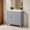 36" Gray Modern Bathroom Vanity with Ceramic Sink, Soft Close Doors, 4 Drawers for Storage - 2 of 4
