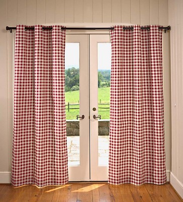 Blue and White Cotton Room-Darkening Grommet Curtains