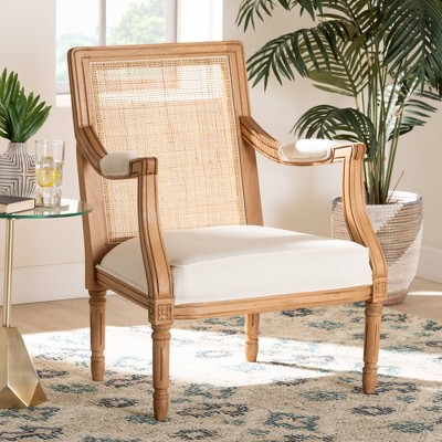 Bali & Pari Garridan Fabric And Wood Accent Chair Beige/honey Oak ...