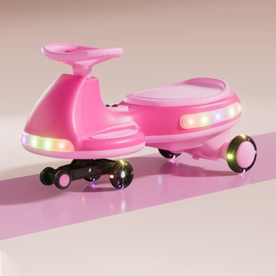 Angel Sar Kids Electric Ride On Car, 12V Wiggle Car with LED Lights and Music, Anti-Rollover Design for Boys Girls Ages 3+, Indoor Outdoor Use