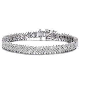 Guili Sterling Silver Rhodium Plated with Clear Round Cubic Zirconia Cluster Arrow Head Tennis Bracelet, Elegant and Timeless Design - 1 of 3