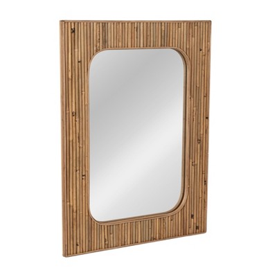 Storied Home Natural Rattan Framed Wall Mirror