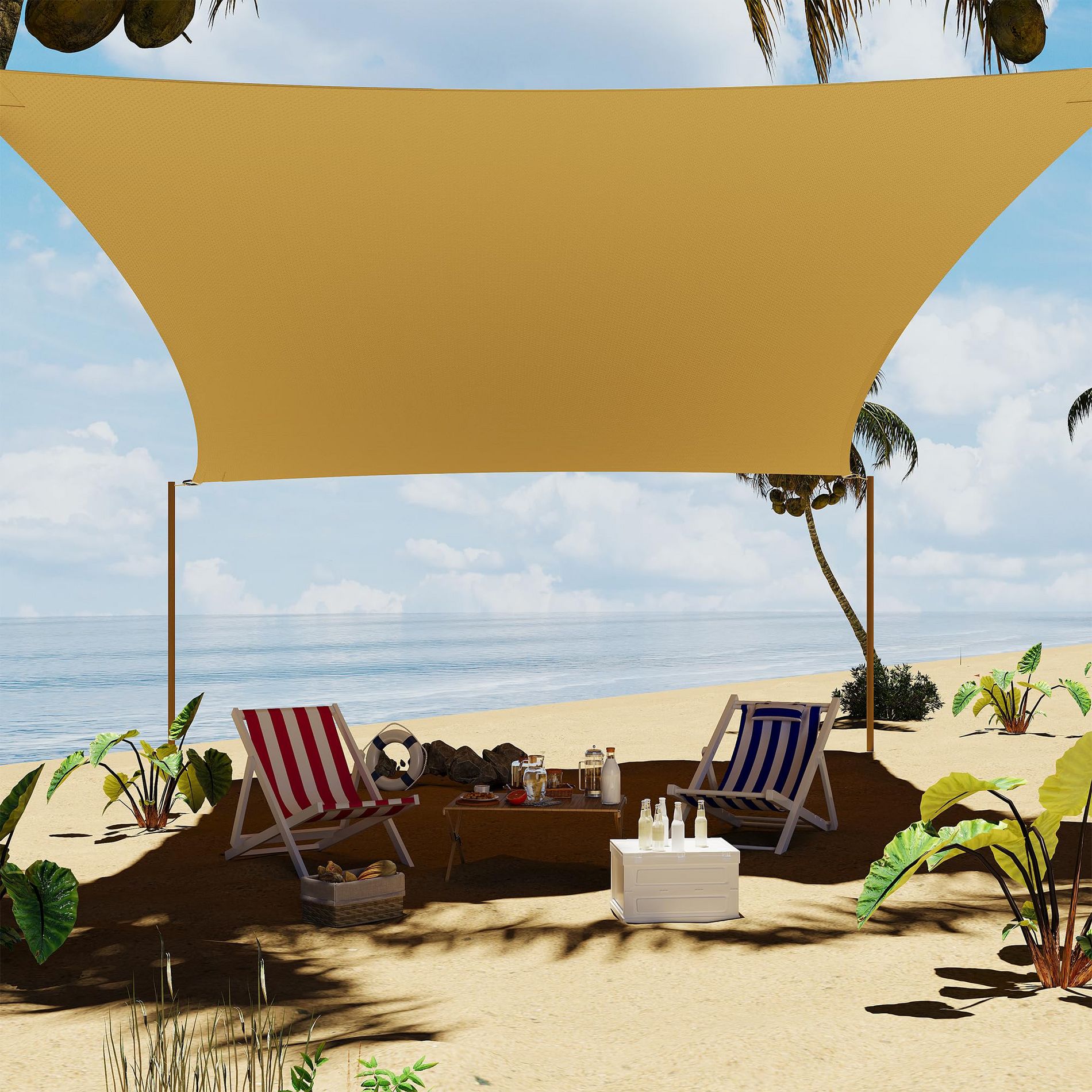 Sun Shade Sail Canopy – Triangle & Rectangle Outdoor Awning for Patio, Deck, Garden, Yard – Durable HDPE, Waterproof, Sun Protection