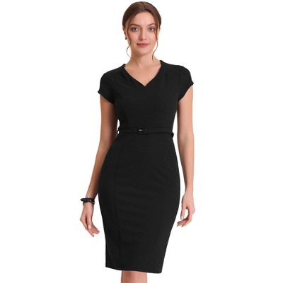 V neck pencil shop dress with sleeves