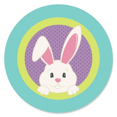 Big Dot of Happiness Hippity Hoppity - Easter Bunny Party Circle Sticker Labels - 24 Count