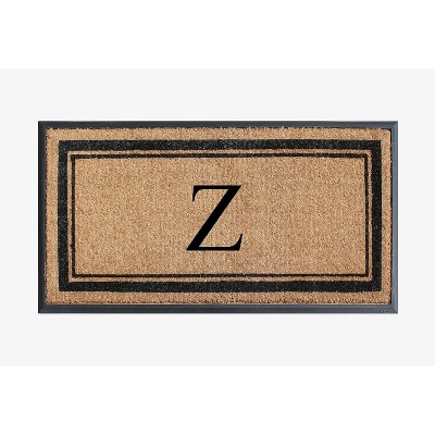 A1HC Natural Rubber Coir Outdoor Doormat 24x48 Monogrammed Anti-Shed Treated Durable Front Door Mat