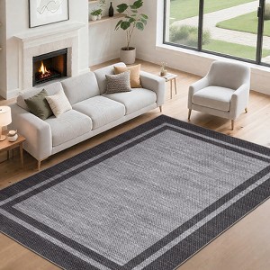 Rugs for Living Room Bedroom Washable Bordered Area Rug Non-Slip Modern Rugs Border Floor Carpet - 1 of 4