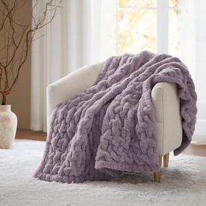 FIONECA Ruched Fur Throw 50x60" - 1 of 4
