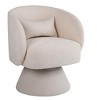 NicBex Faux Fur/Linen Swivel Accent Chair with Wooden Base,Modern Round Barrel Chair,Armchair for Bedroom,Reading Room - 4 of 4