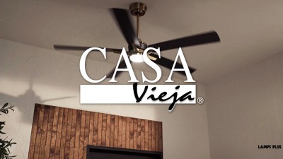 52" Black and Brass Modern Ceiling Fan with LED Light and Remote