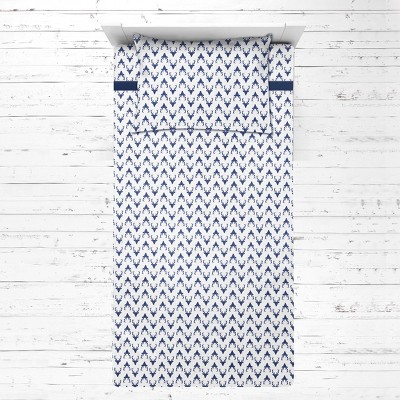 Bacati - Noah Bucks Navy Muslin 3 pc Toddler Bed Sheet Set