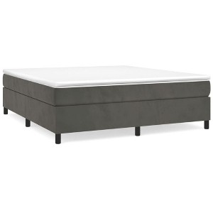 vidaXL Bed Frame Platform Bed Mattress Foundation Bedroom Furniture Velvet - King Dark Gray 13.8" - 1 of 4