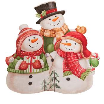 Collections Etc Charming Snowman Family Christmas Shaped Accent Mat with Skid-Resistant Backing 2X3 FT