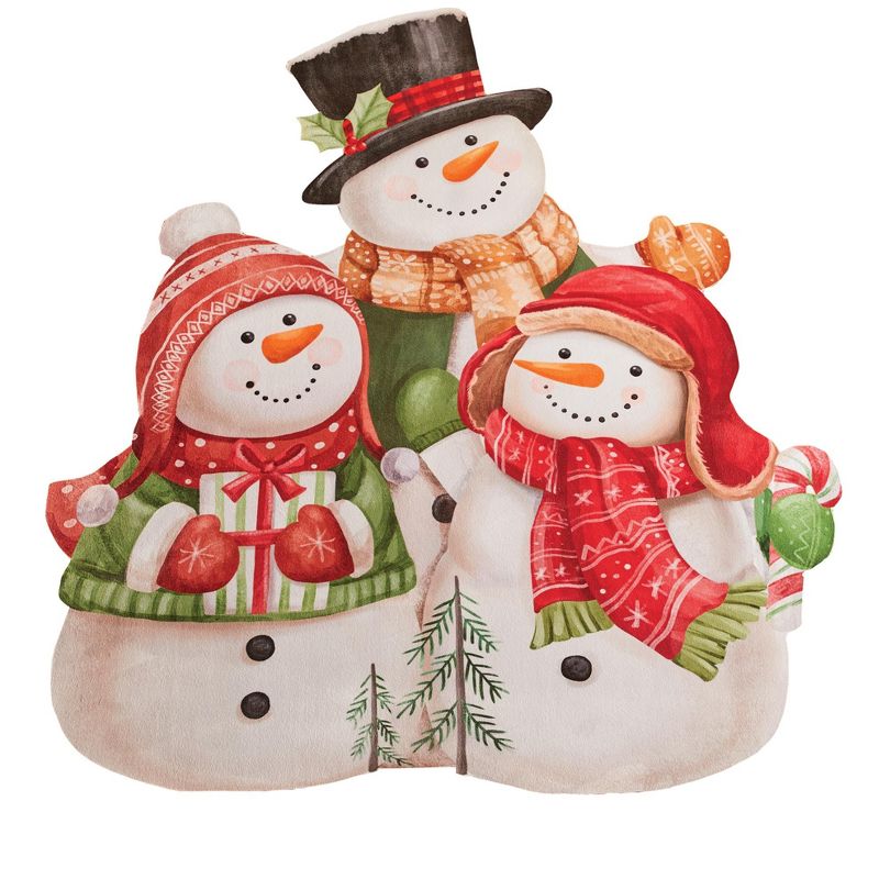 Collections Etc Charming Snowman Family Christmas Shaped Accent Mat with Skid-Resistant Backing 2X3 FT, 1 of 4